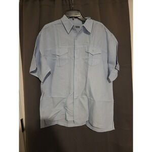 Cubavera Blue Button Up, Men's‎ Large Shirt, Embroidered Pockets, Short Sleeve